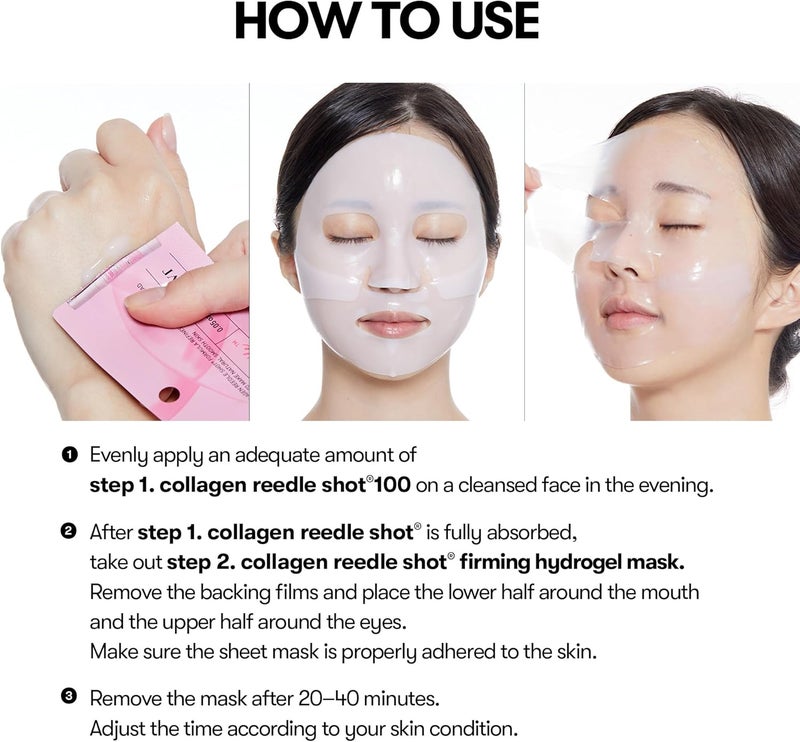 VT COSMETICS Collagen Reedle Shot 100 2-Step Hydrogel Mask 4ea | Micro-Needling Collagen Treatment for Firming, Hydration & Skin Elasticity - Image 5