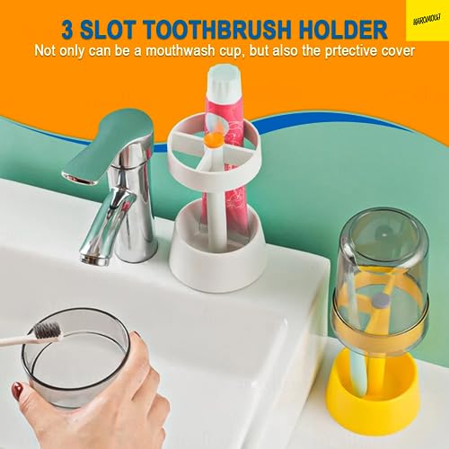 karomouj Tooth Brush Holder Bathroom | Kma618 2-in-1 Toothbrush Stand & Toothpaste Organizer | Plastic Brush Holder with 3 Compartments & Cover | Multicolor | Pack of 1 - Image 5