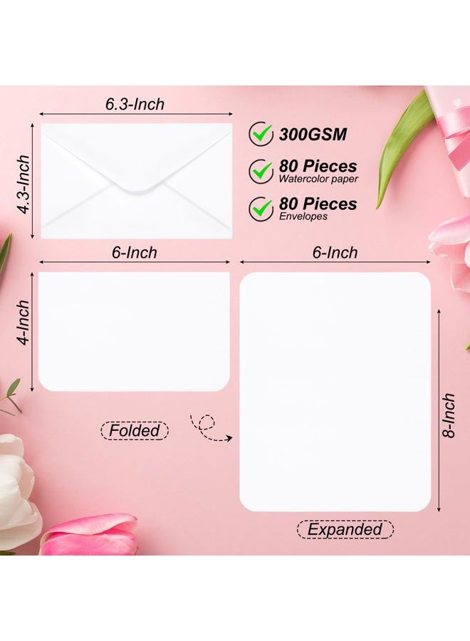 PATIKIL 30 Sets Pure Cotton Watercolor Cards 140lb/300 GSM Postcards Rounded Corners with Envelopes for Art Painting Creative Thank Notes, 4x6 Inch Foldable Size - Image 2