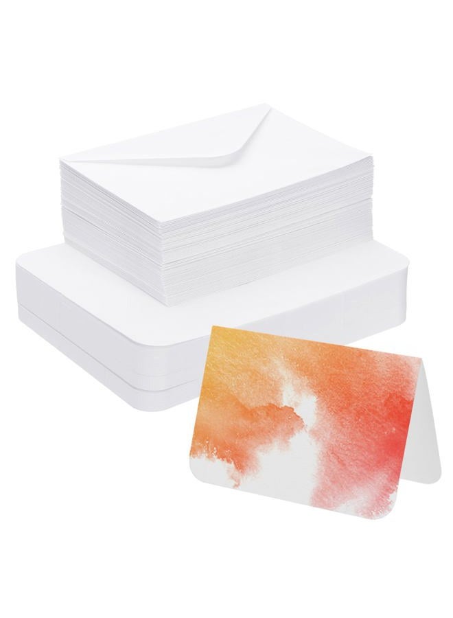 PATIKIL 30 Sets Pure Cotton Watercolor Cards 140lb/300 GSM Postcards Rounded Corners with Envelopes for Art Painting Creative Thank Notes, 4x6 Inch Foldable Size - Image 1