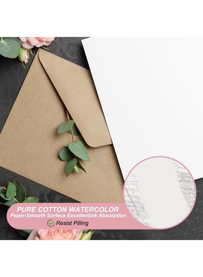 PATIKIL 30 Sets Pure Cotton Watercolor Cards 140lb/300 GSM Postcards Rounded Corners with Envelopes for Art Painting Creative Thank Notes, 4x6 Inch Foldable Size - Image 3