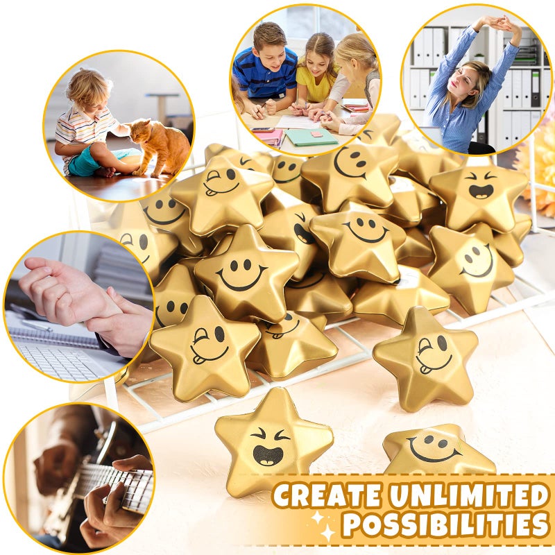 Deekin 36 Pieces Star Stress Balls Star Mini Foam Ball Stress Relief Star Balls Star Stress Toys For Teens Adults Student Bag Fillers  Gold (Novelty 1.6 Inch) - Image 5