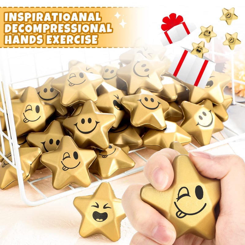 Deekin 36 Pieces Star Stress Balls Star Mini Foam Ball Stress Relief Star Balls Star Stress Toys For Teens Adults Student Bag Fillers  Gold (Novelty 1.6 Inch) - Image 3