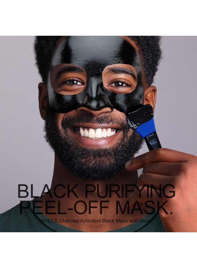 Shills SHILLS Charcoal Mask for Men, Purifying Peel Off Mask, Face Mask Peel Off, Face Mask Deep Clean Pore, Blackhead Remover, 1 Bottle (1.69 fl. oz) and a Brush Set - Image 2