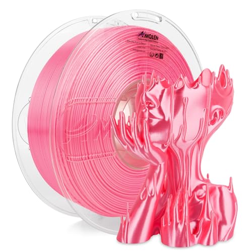 AMOLEN Silk PLA 3D Printer Filament, Shiny Silk Pink PLA Filament 1.75mm, High Speed 3D Printing PLA Filament for Most 3D Printer, 1kg Spool(2.2lbs) - Image 1