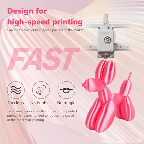 AMOLEN Silk PLA 3D Printer Filament, Shiny Silk Pink PLA Filament 1.75mm, High Speed 3D Printing PLA Filament for Most 3D Printer, 1kg Spool(2.2lbs) - Image 4