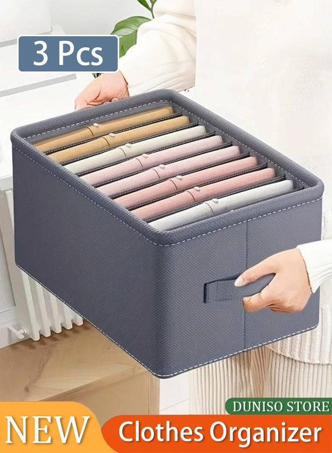 DUNISO 3 Pack Large Wardrobe Clothes Organizer, Closet Organizers and Storage, 22 Grids Foldable Drawer Dividers Organizers for Clothes Pants Shirts, Washable Clothing Bins Closet Storage Organizer  - Image 1