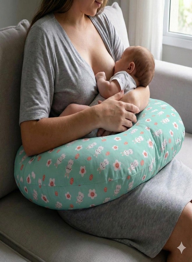 NEW COMERS® Baby Feeding Pillow with 100% Cotton Removable Cover | Breastfeeding Pillow | Nursing Pillow | (Sea Green) - Image 1