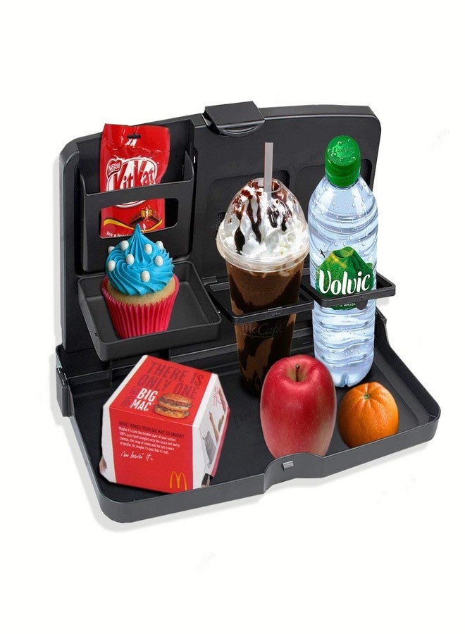 Furret Foldable Car Food Tray Holder Multi- Functional Portable Auto and Drink Tray – Black Eating Organizer Backseat Car – Kids Table Food Holder Desk- Laptop, Meal - Image 1