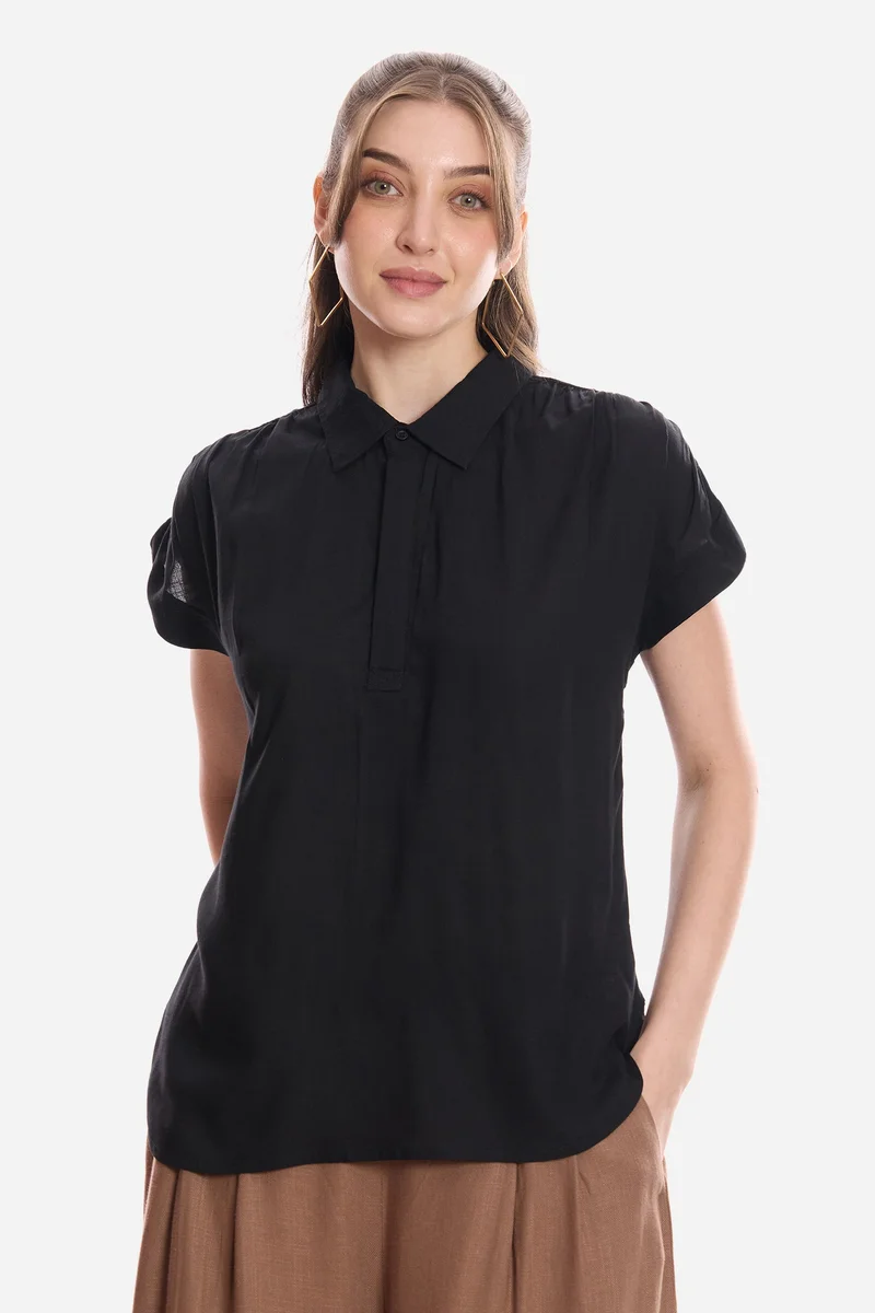 فيرجيو Solid Viscose Pull-On Shirt for Women