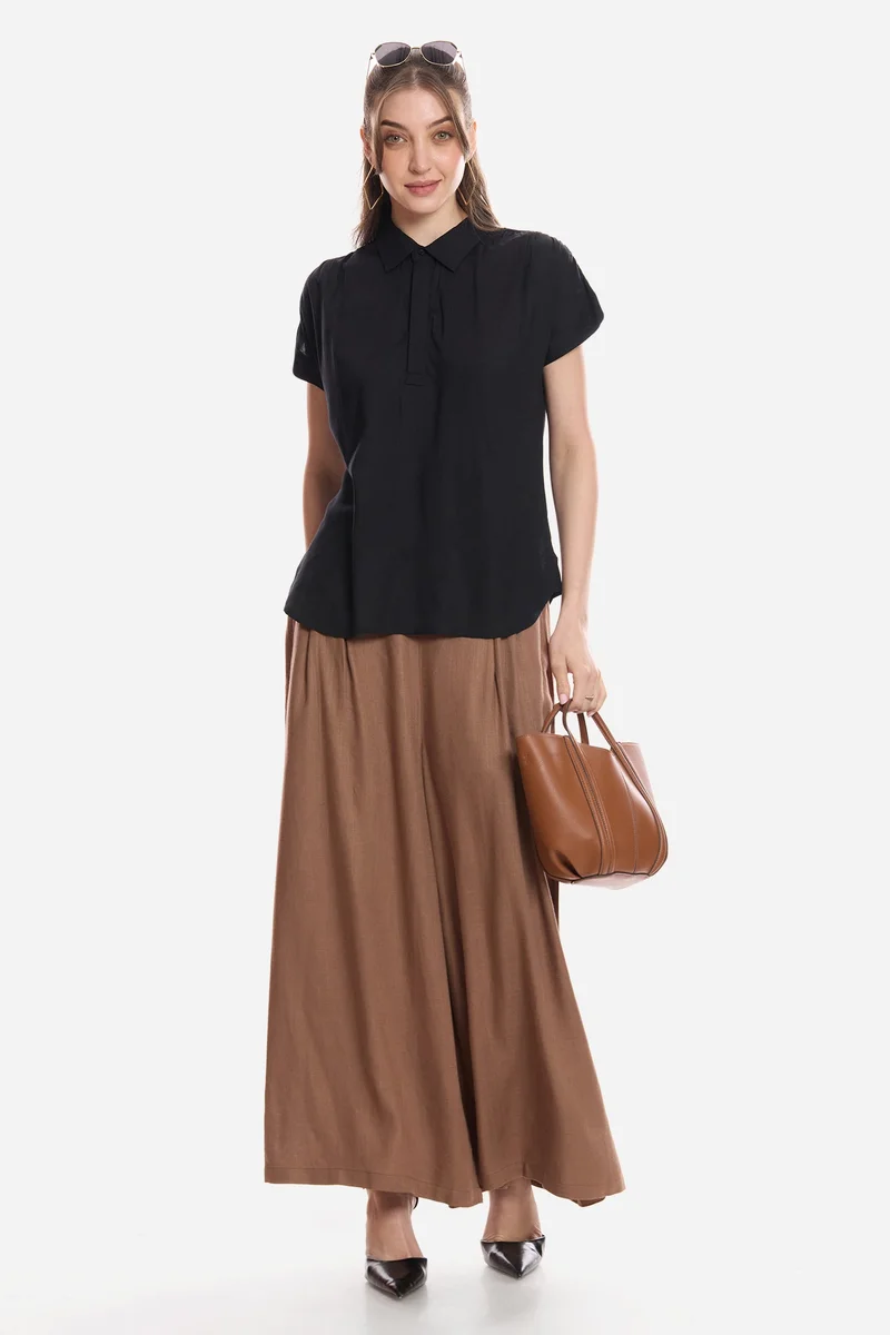 فيرجيو Solid Viscose Pull-On Shirt for Women