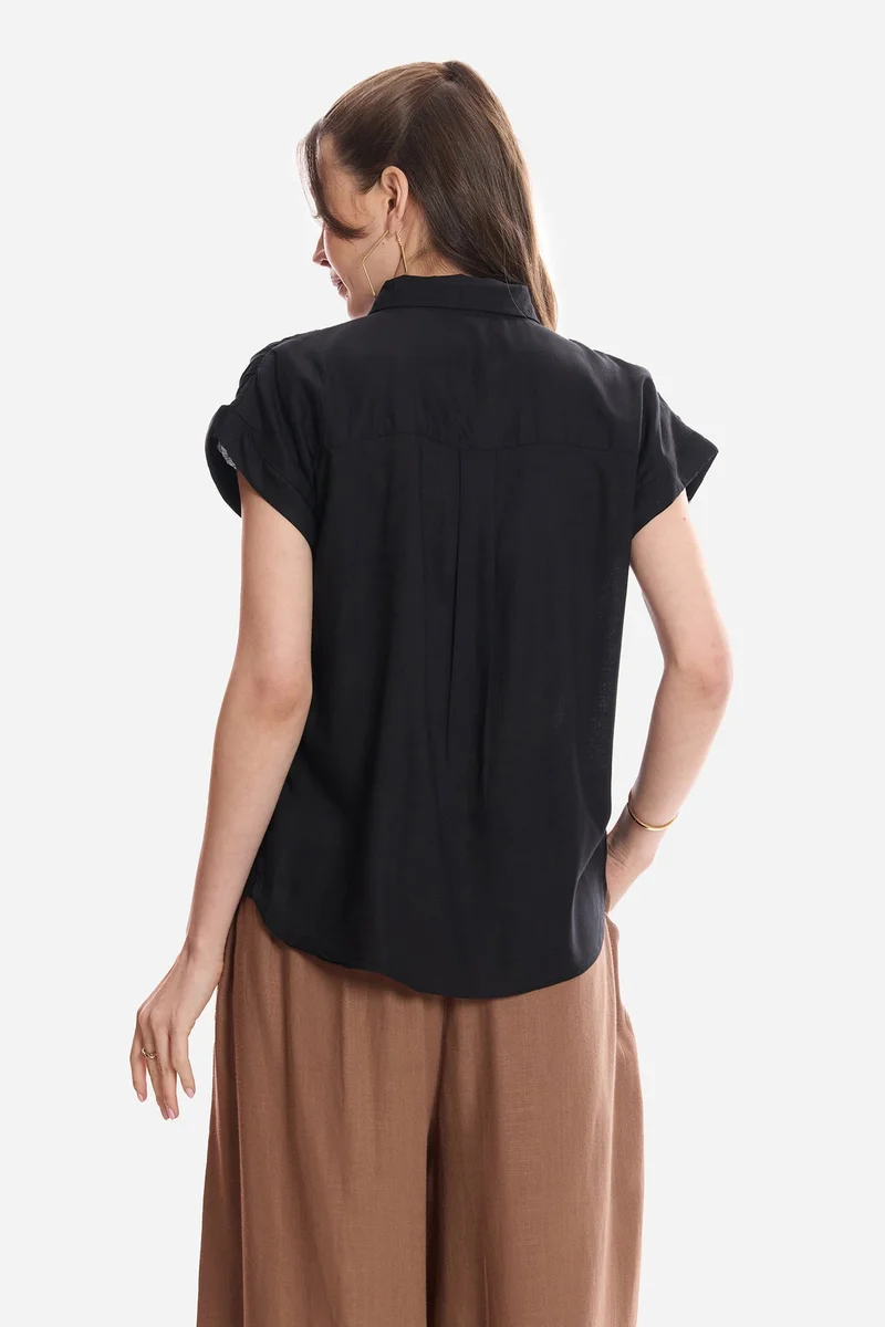 Virgio Black Solid Viscose Pull-On Shirt for Women for Women | Best Price UAE