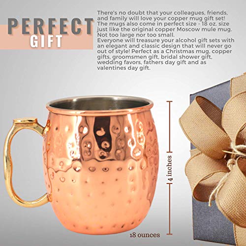 Kitchen Science [Gift Set] Moscow Mule Mugs, Stainless Steel Lined Copper Moscow Mule Cups Set of 6 (18oz) w/Straws, Jigger, Spoon & Brush | Tarnish-Resistant Stainless Steel Interior - Image 4
