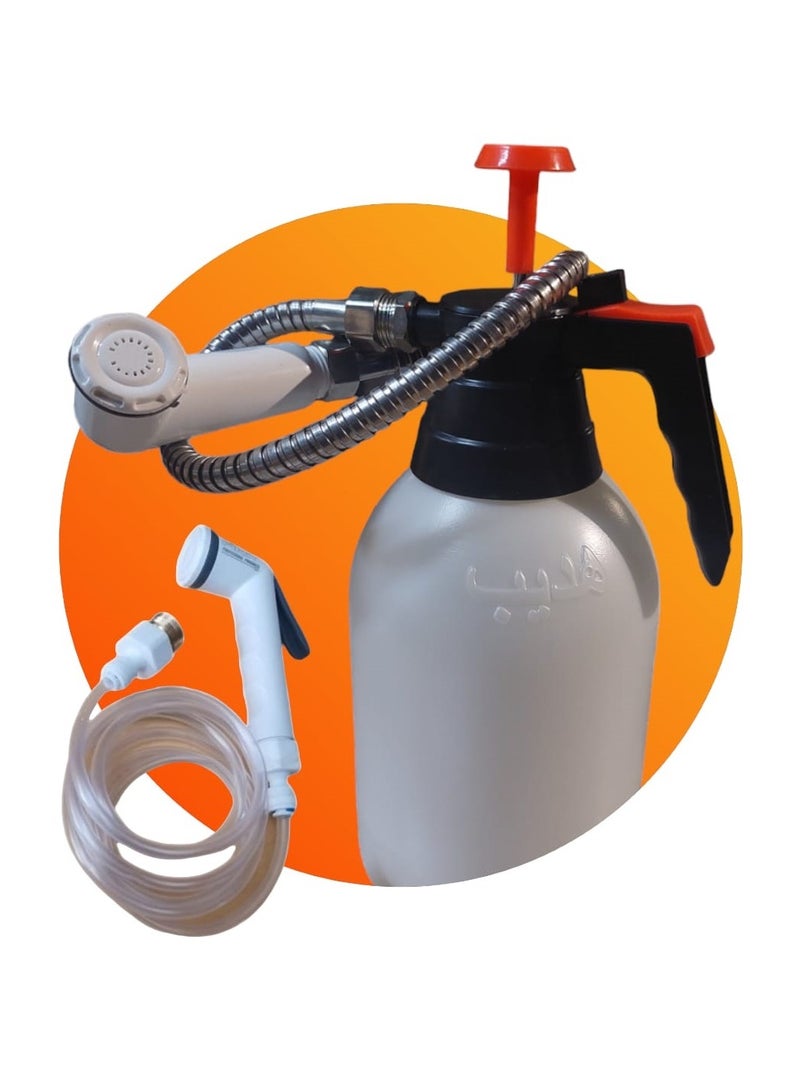 Shams Bathroom shattaf with a 3-meter hose for travel in a small bag with a 2-liter desert shattaf bottle in the event that there is no water source - Image 5