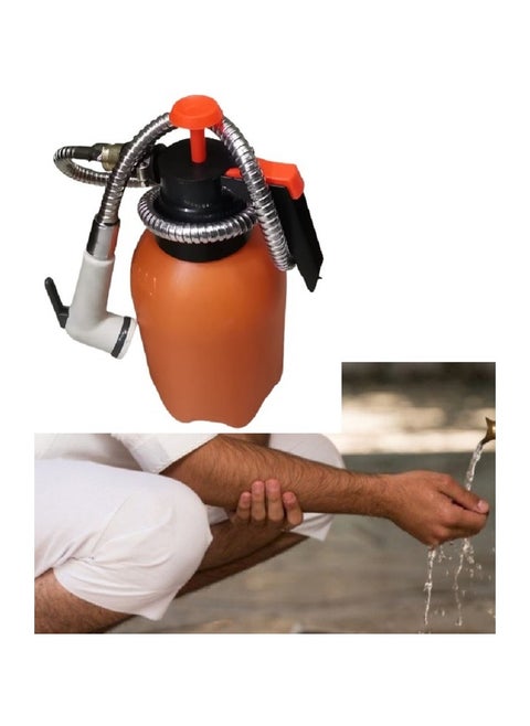 Bathroom shattaf with a 3-meter hose for travel in a small bag with a 2-liter desert shattaf bottle in the event that there is no water source