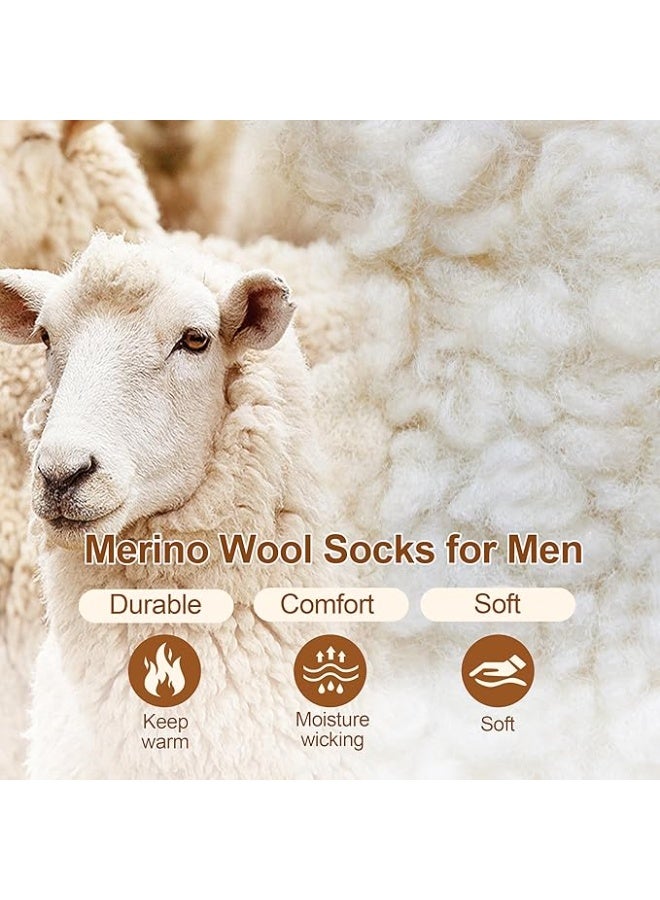 HZYH 5 Pairs Wool Socks, Mens Extra Thick Merino Winter Warm Thermal Socks For Men Fashion Crew Mens Socks - Image 4