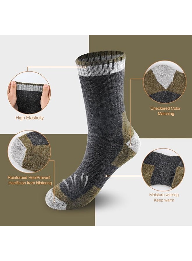HZYH 5 Pairs Wool Socks, Mens Extra Thick Merino Winter Warm Thermal Socks For Men Fashion Crew Mens Socks - Image 3
