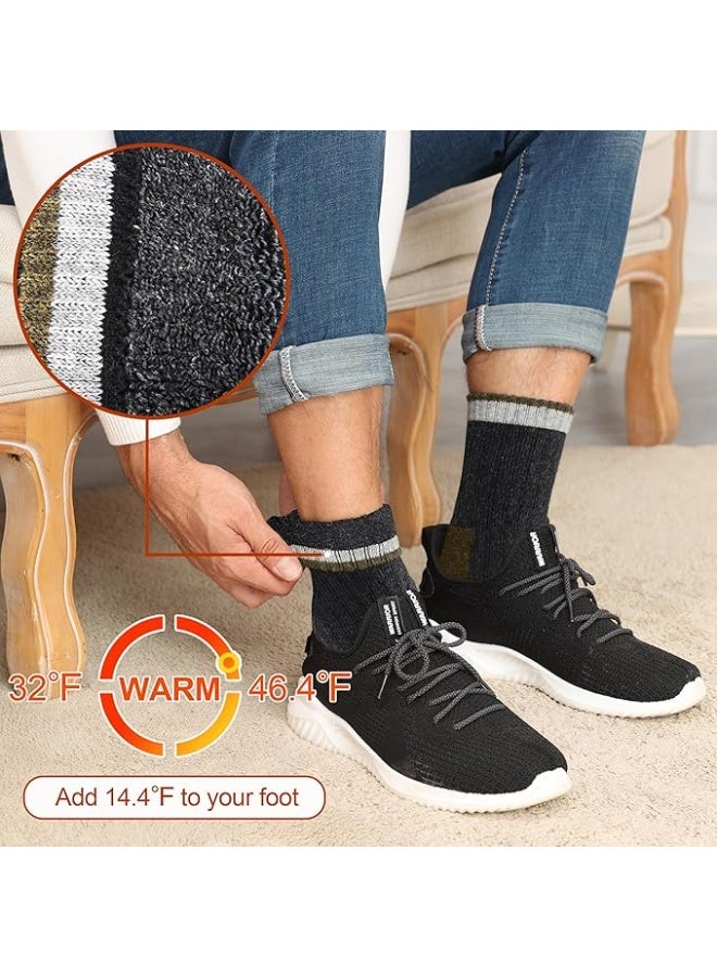 HZYH 5 Pairs Wool Socks, Mens Extra Thick Merino Winter Warm Thermal Socks For Men Fashion Crew Mens Socks - Image 5