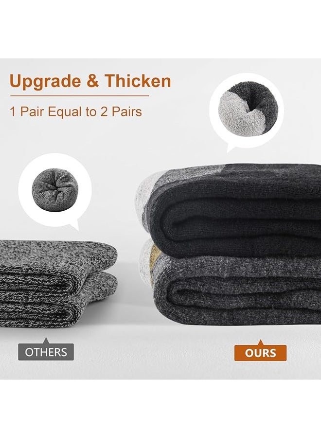 HZYH 5 Pairs Wool Socks, Mens Extra Thick Merino Winter Warm Thermal Socks For Men Fashion Crew Mens Socks - Image 2