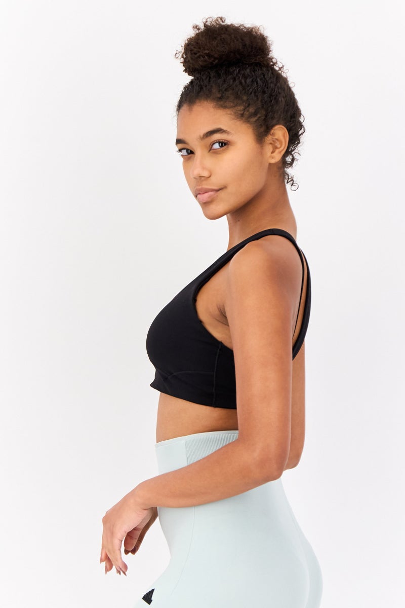 Adidas Women Brand Logo Padded Sports Bra, Black - Image 3
