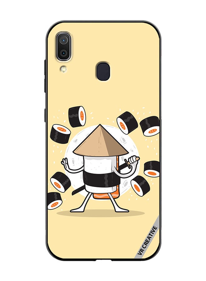 Protective Case Cover For Samsung Galaxy A30 Samurai Sushi Design Multicolour