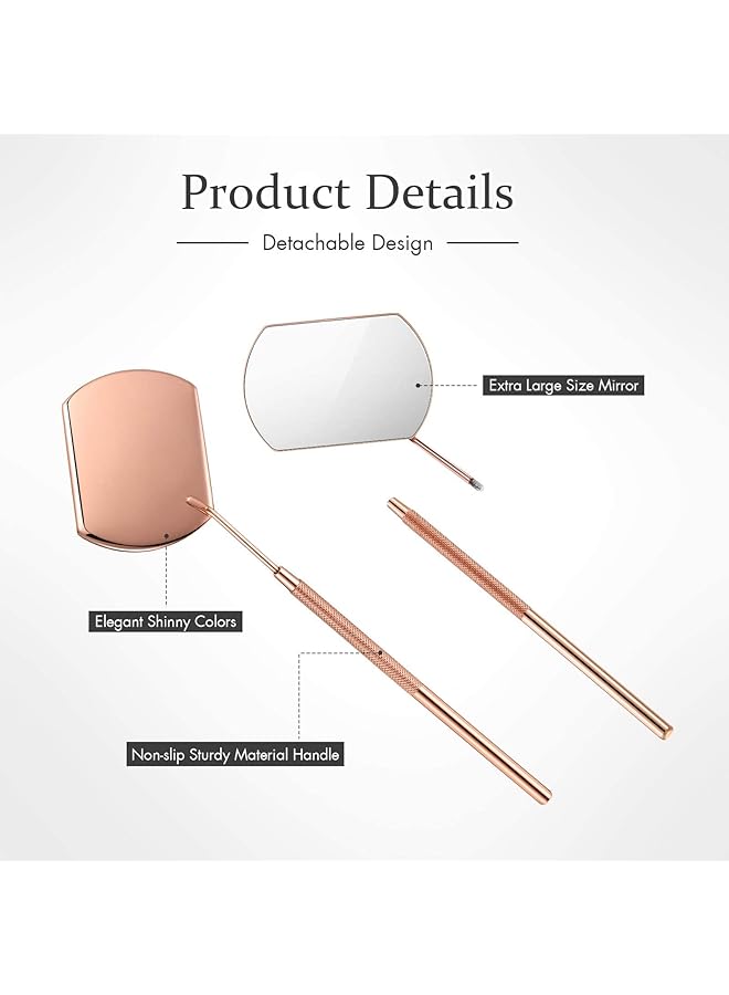 erorex 2 Pieces Eyelash Lash Mirror For Eyelash Extensions Square Mirror Stainless Steel Eyelash Mirror Dental Mirror Lash Tools Beautiful Mirror Rainbow And Rose Gold - Image 2