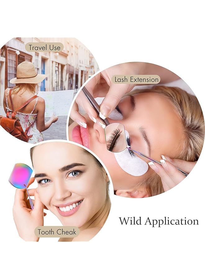 erorex 2 Pieces Eyelash Lash Mirror For Eyelash Extensions Square Mirror Stainless Steel Eyelash Mirror Dental Mirror Lash Tools Beautiful Mirror Rainbow And Rose Gold - Image 3