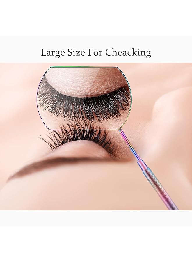 erorex 2 Pieces Eyelash Lash Mirror For Eyelash Extensions Square Mirror Stainless Steel Eyelash Mirror Dental Mirror Lash Tools Beautiful Mirror Rainbow And Rose Gold - Image 4