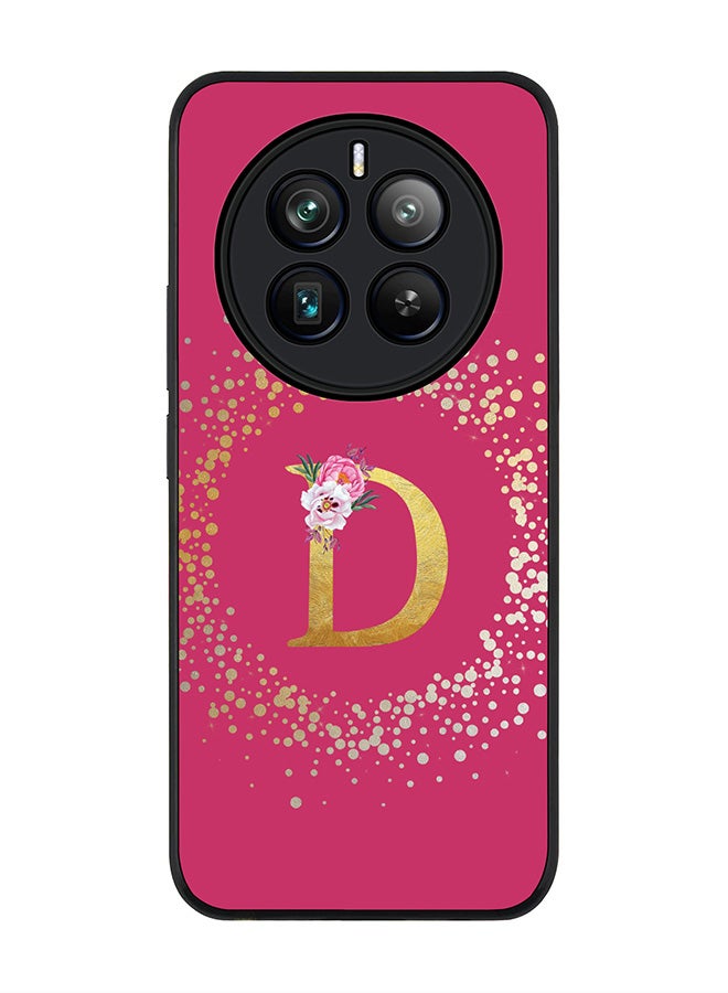 Stylizedd Rugged Black edge case for Realme 12 Pro / Realme 12 Pro Plus 5G, Custom Monogram Initial Letter Floral Pattern Alphabet-D (Deep Pink Rose) - Image 1