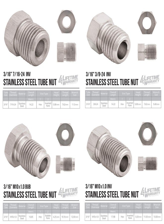 4LIFETIMELINES 25 ft 3/16 316L Marine Grade Stainless Steel Brake Line Replacement Tubing Coil and Fitting Kit, 16 Fittings Included, Inverted Flare, SAE Thread, 0.028 inch wall thickness - Image 3