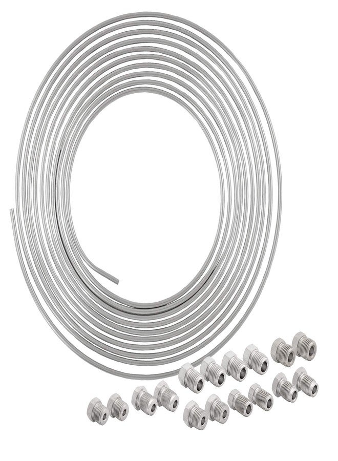 4LIFETIMELINES 25 ft 3/16 316L Marine Grade Stainless Steel Brake Line Replacement Tubing Coil and Fitting Kit, 16 Fittings Included, Inverted Flare, SAE Thread, 0.028 inch wall thickness - Image 1