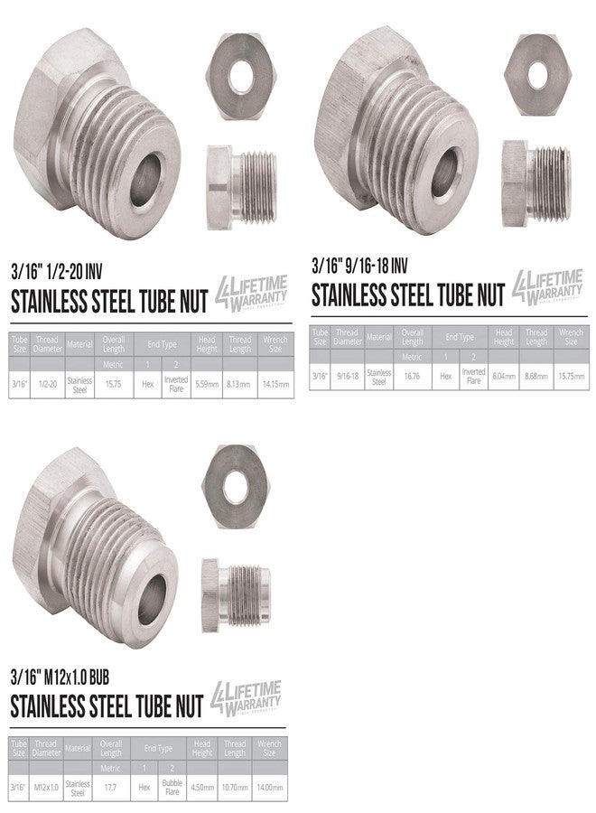 4LIFETIMELINES 25 ft 3/16 316L Marine Grade Stainless Steel Brake Line Replacement Tubing Coil and Fitting Kit, 16 Fittings Included, Inverted Flare, SAE Thread, 0.028 inch wall thickness - Image 4