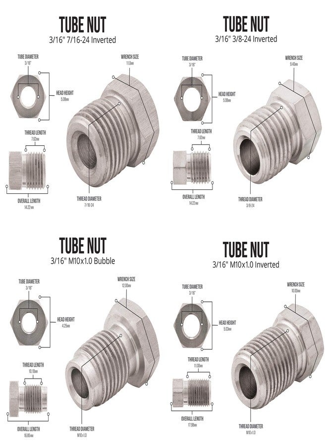 4LIFETIMELINES 25 ft 3/16 316L Marine Grade Stainless Steel Brake Line Replacement Tubing Coil and Fitting Kit, 16 Fittings Included, Inverted Flare, SAE Thread, 0.028 inch wall thickness - Image 5