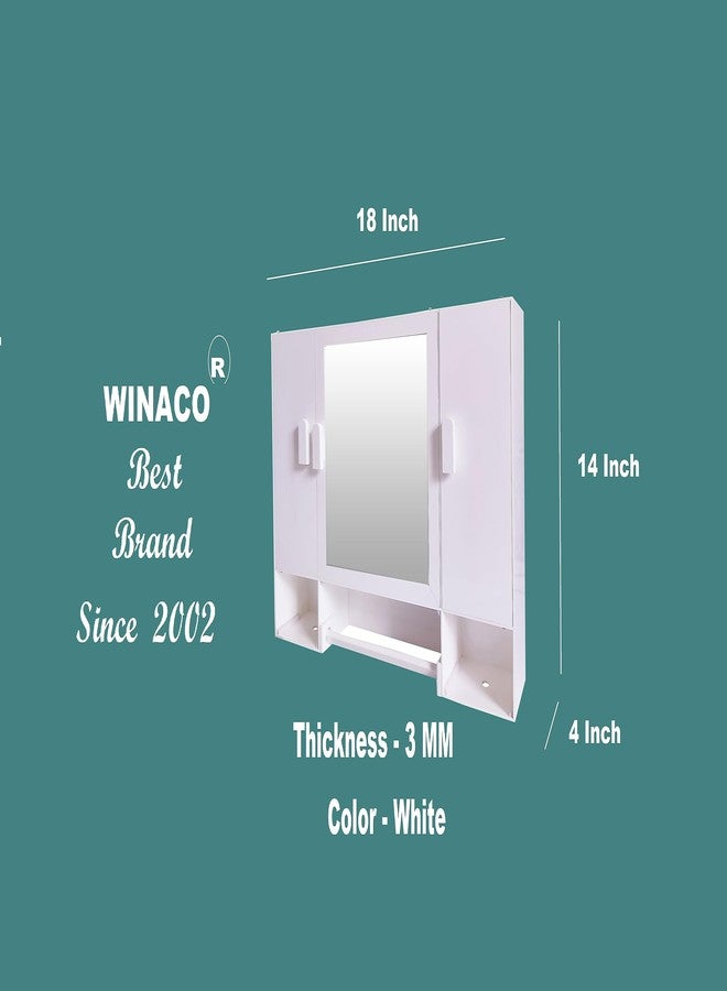 WINACO Monalisa Rich Look White Acrylic 18 x 4" x 14" Bathroom Cabinet Wall Mount Cosmetic & Cutlery Storage Organizer (White) - Image 2