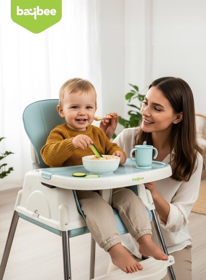 BAYBEE 4 In 1 Baby Adjustable High Chair With Footrest, Tray And Belt For 6 Months to 3 Years, Blue - Image 5