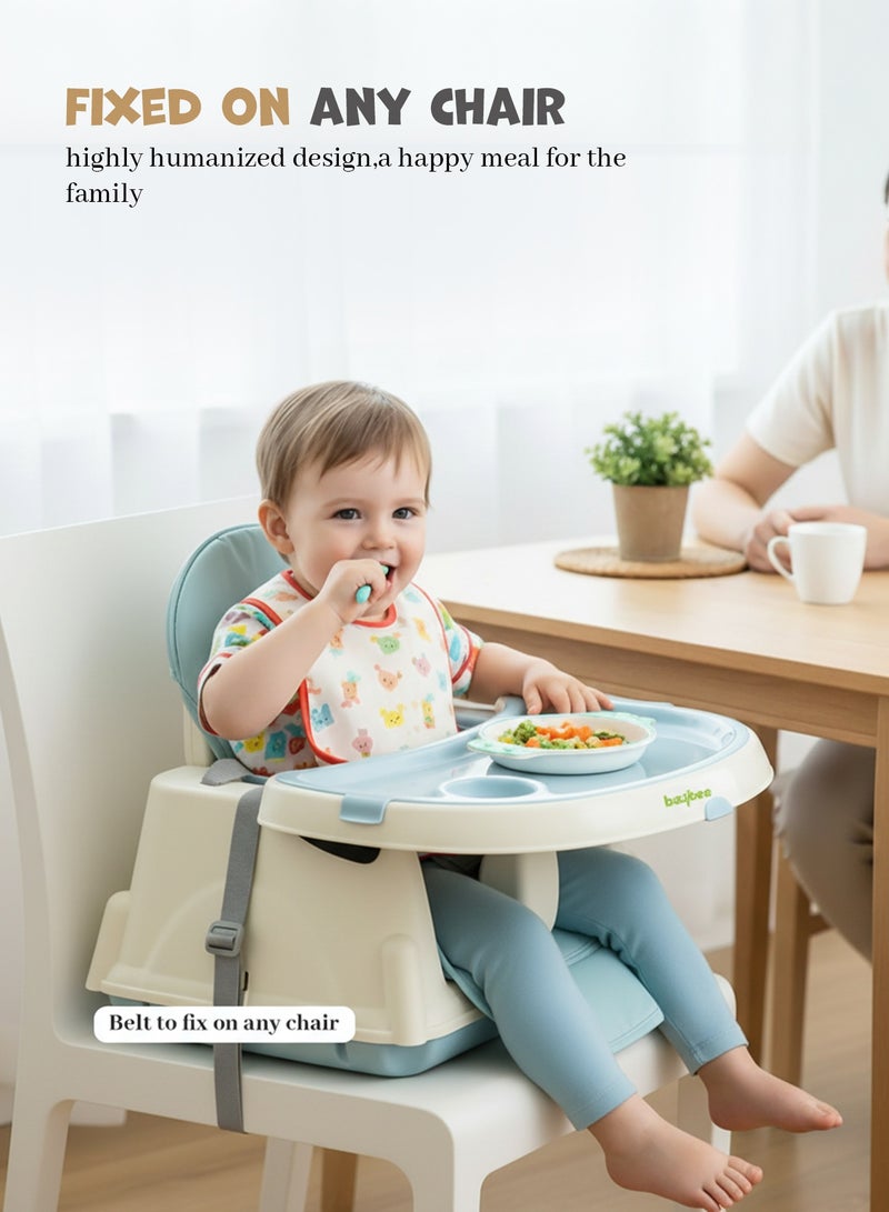 BAYBEE 4 In 1 Baby Adjustable High Chair With Footrest, Tray And Belt For 6 Months to 3 Years, Blue - Image 2
