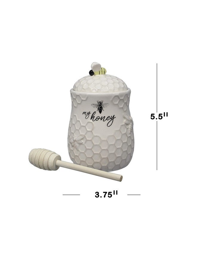 Young's Inc. Ceramic Honey Jar with Wooden Honey Dipper - Farmhouse Kitchen Decor - Tea Accessories - Image 3