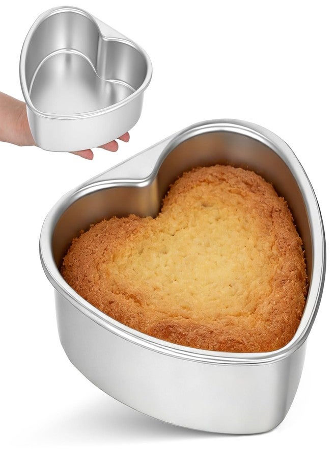 DEARMAMY 8 Inch Heart Cake Pan, Aluminum Heart Cake Tin Baking Mold for Flan Cheesecake Chocolate Muffins Nonstick Baking Pans for Kitchen Valentine's Day Birthday Wedding - Image 1