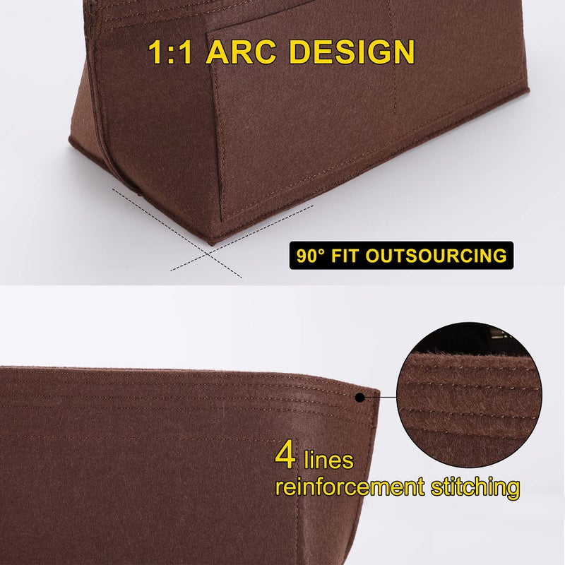Doxo Purse Organizer Insert for Handbags Tote Felt Bag Organizers Compatible with CIity33 Neverfull MM (Large-Brown) - Image 3
