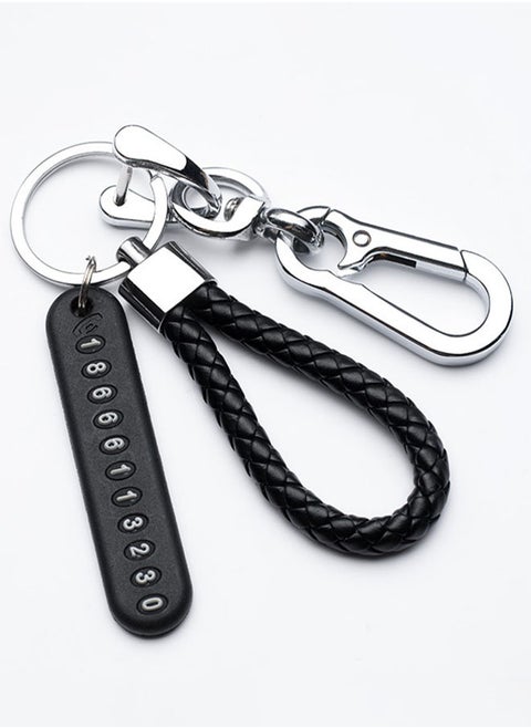 Anti-lost car keychain with phone number card keychain phone number plate keychain accessoriess sliver