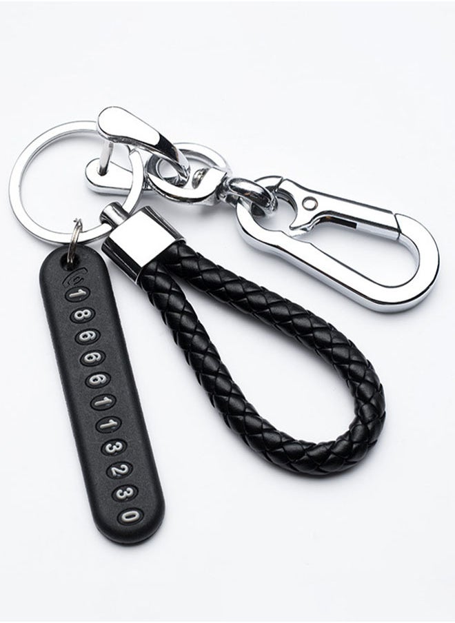 Generic Anti-lost car keychain with phone number card keychain phone number plate keychain accessoriess sliver  - Image 1