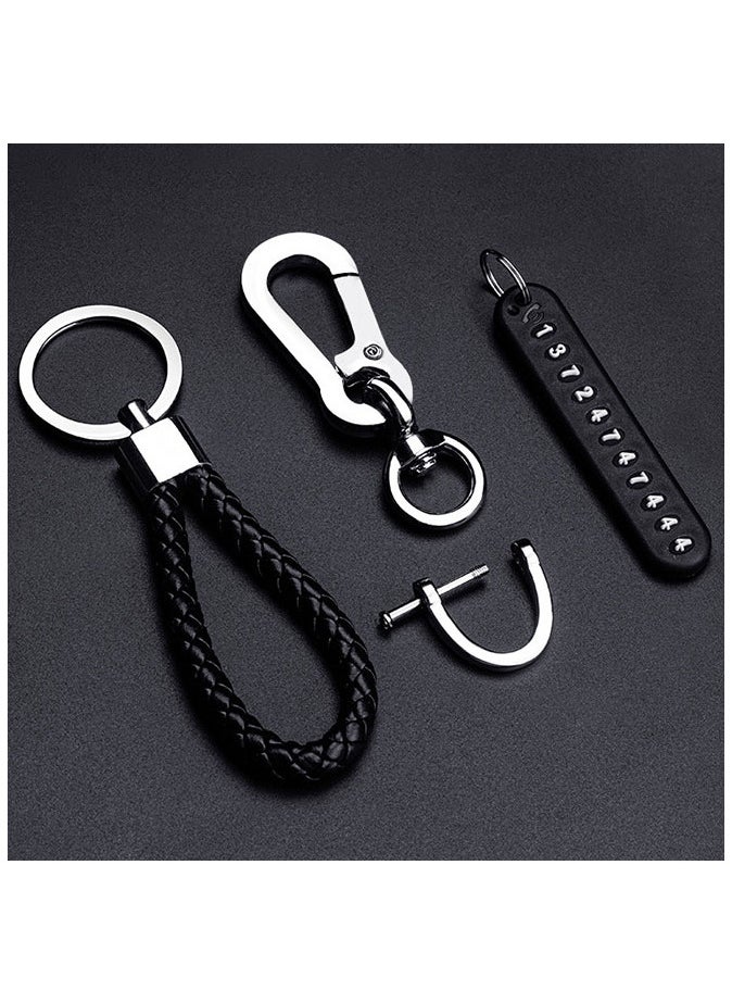Generic Anti-lost car keychain with phone number card keychain phone number plate keychain accessoriess sliver  - Image 4