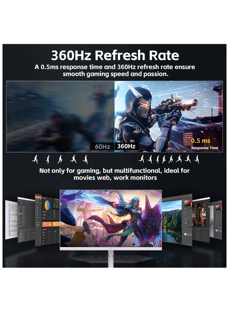 TWISTED MINDS Artic Pro Series Gaming Monitor, 24" Fast IPS Display, FHD Resolution with 360Hz Refresh Rate, 0.5ms Response Time, 2HDMI, 2DP, Audio Out, 16.7M Pixels, White | TMA24FHD360IPS White - Image 2
