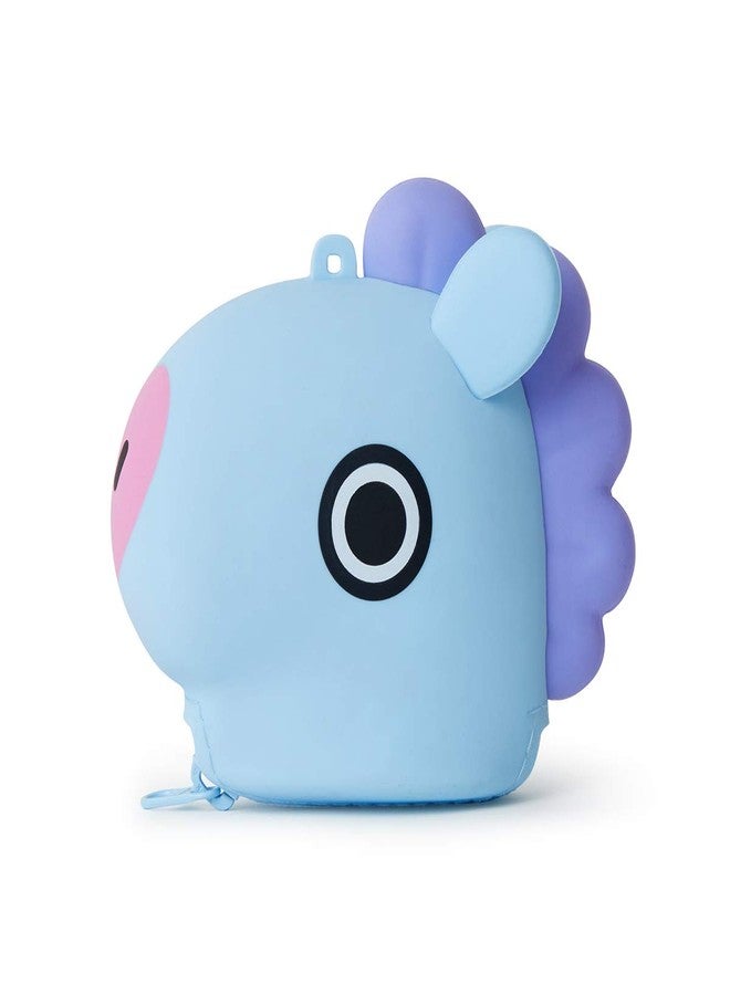 BT21 MANG Character Silicone Small Coin Purse ID Credit Card Wallet Toiletry Pouch with Zipper, Light Blue/Purple - Image 1