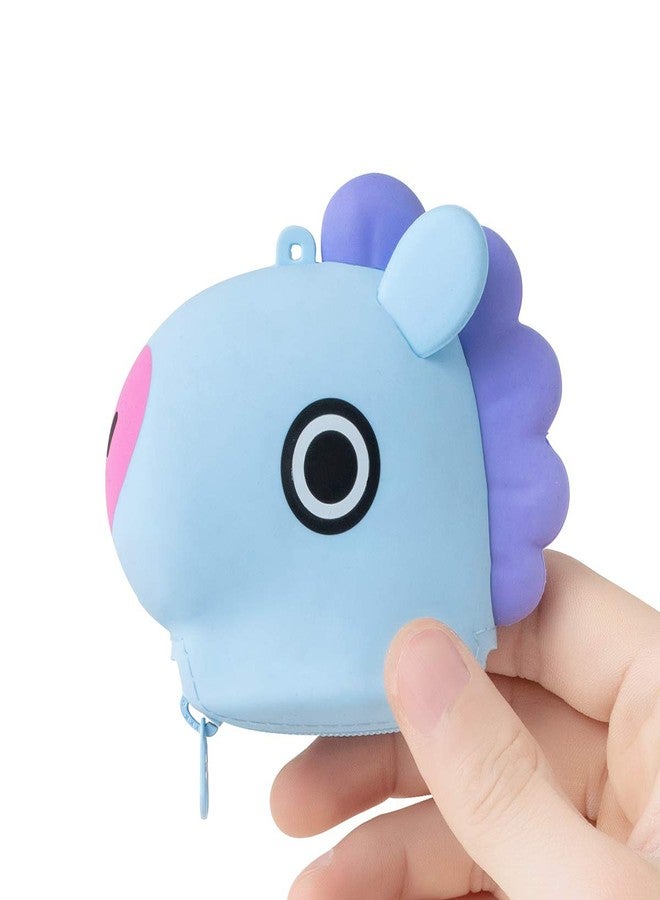 BT21 MANG Character Silicone Small Coin Purse ID Credit Card Wallet Toiletry Pouch with Zipper, Light Blue/Purple - Image 2