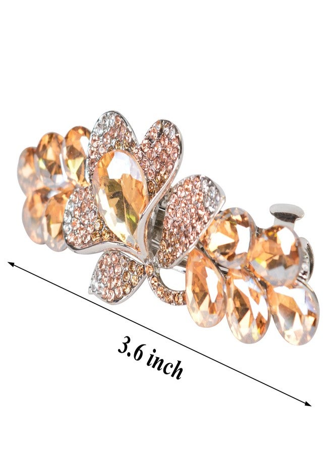 Sankuwen Flower Luxury Jewelry Design Hairpin Rhinestone Hair Barrette Clip(Style C,Champagne) - Image 3