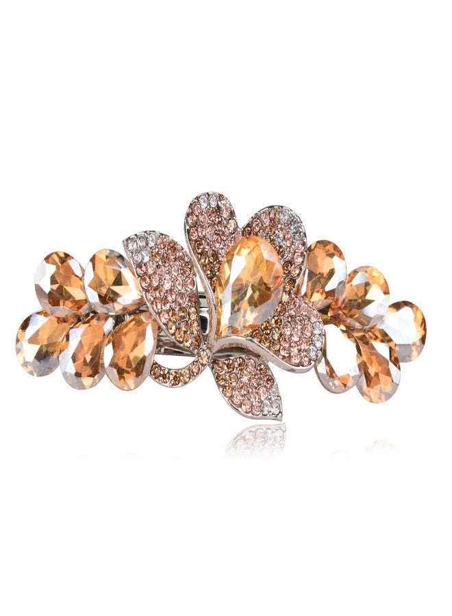 Sankuwen Flower Luxury Jewelry Design Hairpin Rhinestone Hair Barrette Clip(Style C,Champagne) - Image 1