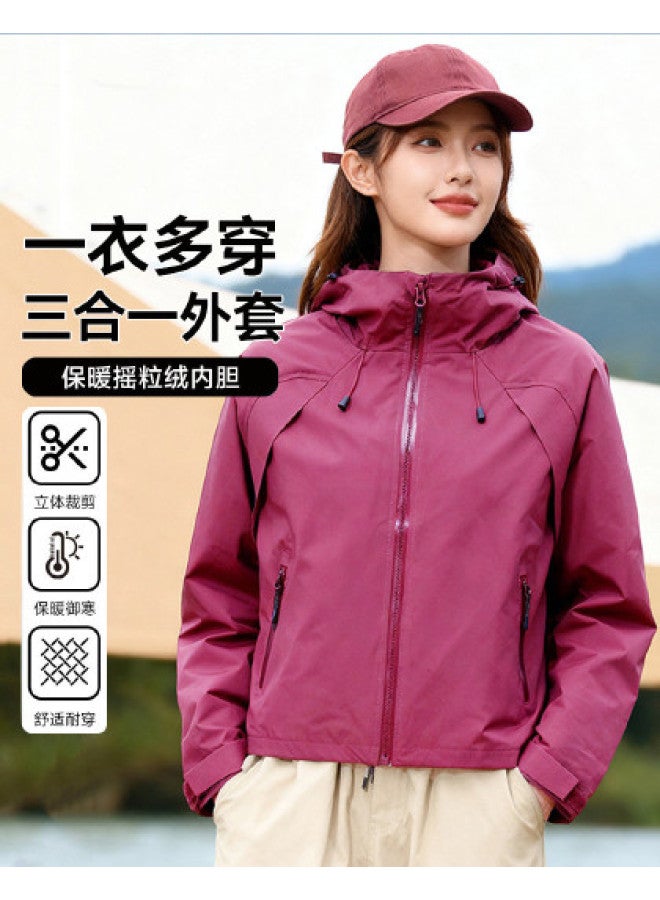 Fapai Women's Casual Outdoor Fleece Jacket Two-piece Set Hooded Jacket Women - Image 1