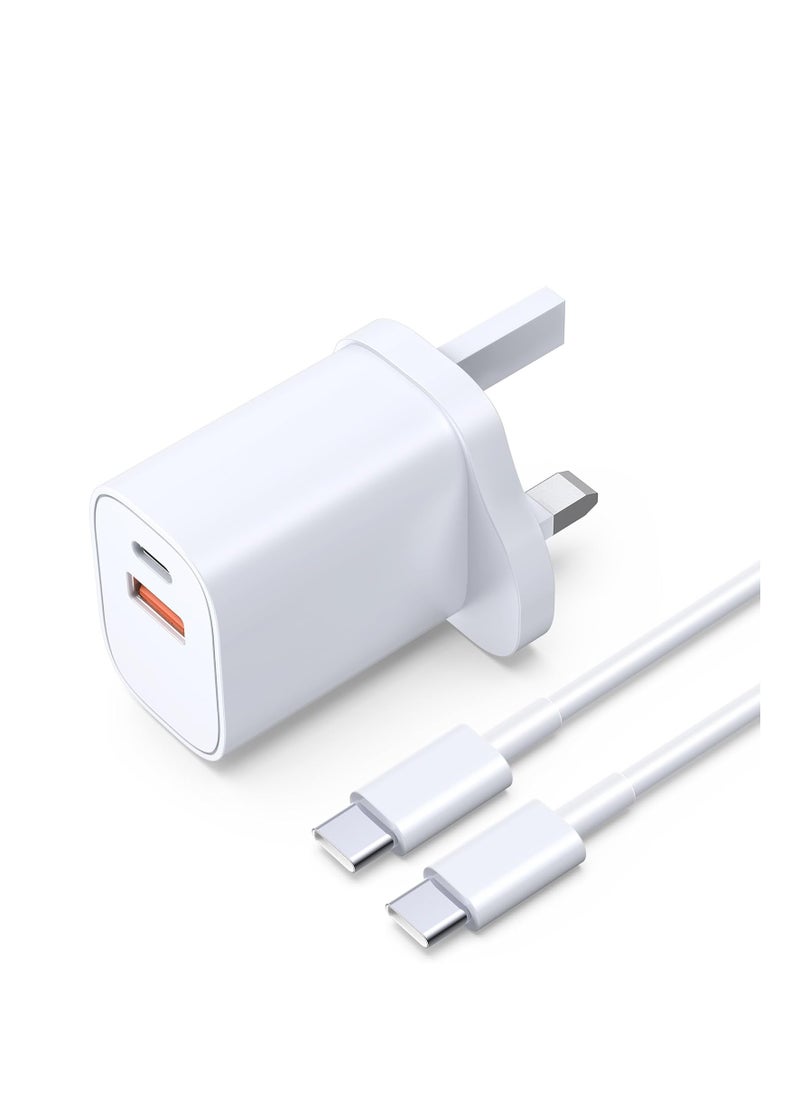 Generic - 20W USB C and A Wall Plug Fast Charger, Suitable for Most Mobile Phones and Tablets, Dual Ports Type C & A UK Power Adapter for iPhone/Google Pixel/iPad - Image 1