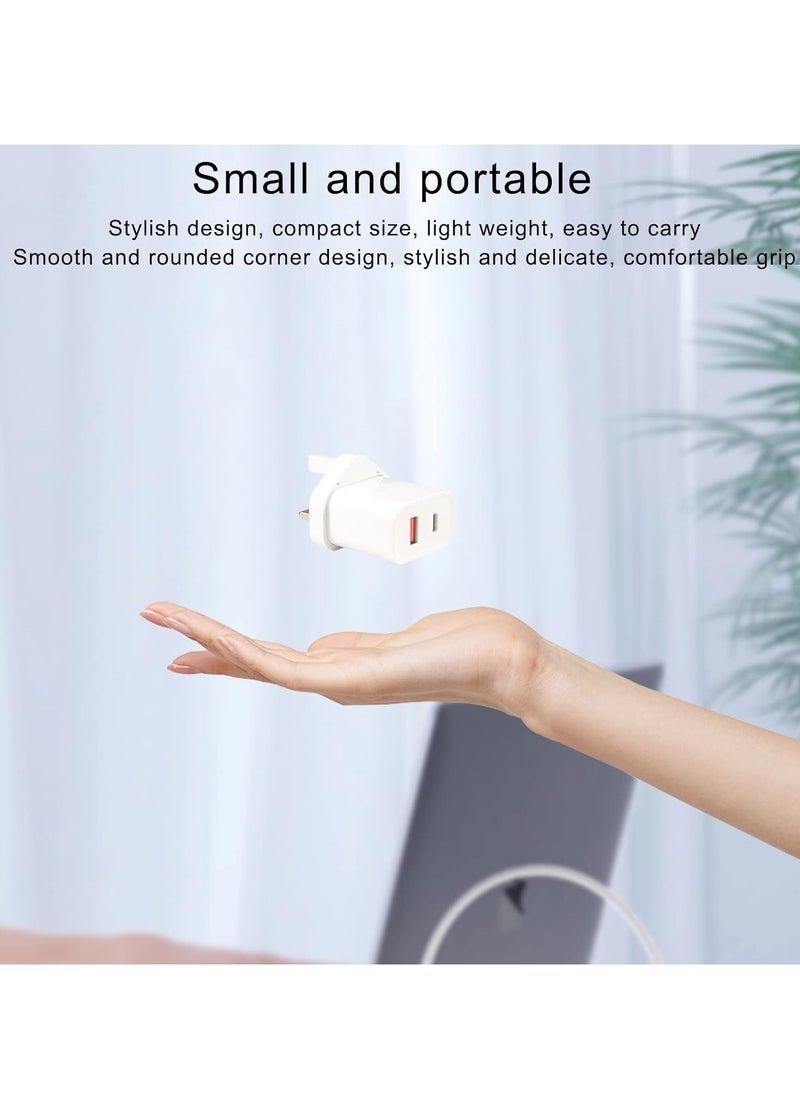 Generic - 20W USB C and A Wall Plug Fast Charger, Suitable for Most Mobile Phones and Tablets, Dual Ports Type C & A UK Power Adapter for iPhone/Google Pixel/iPad - Image 1